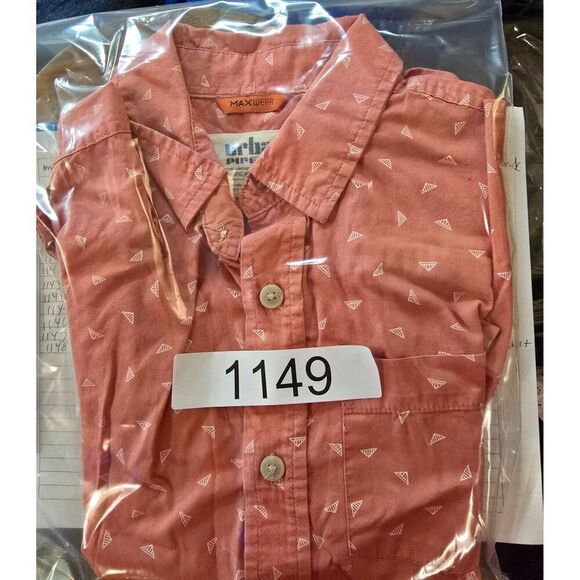 Urban Pipeline boys Coral Geo Short Sleeve Button-Up Shirt Small 100% cotton - Picture 7 of 7